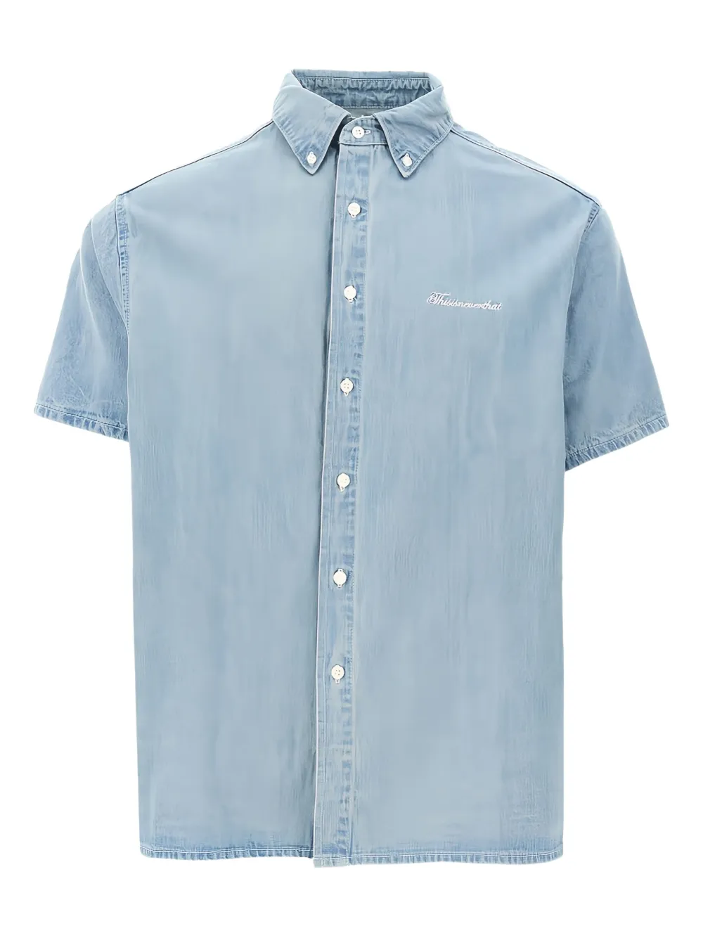 This Is Never That logo-embroidered denim shirt | Blue | Image 1
