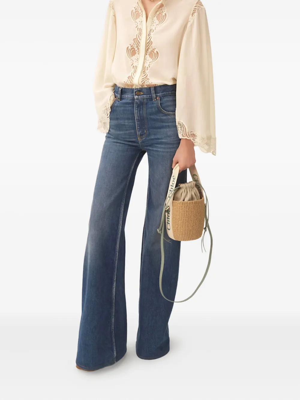 Chloé small Woody bucket bag Beige