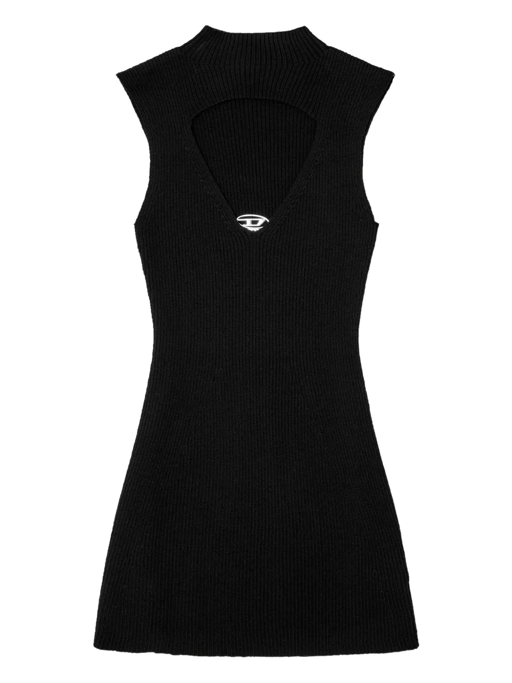 Diesel M-Oloni-Short mock-neck keyhole mini dress Zwart