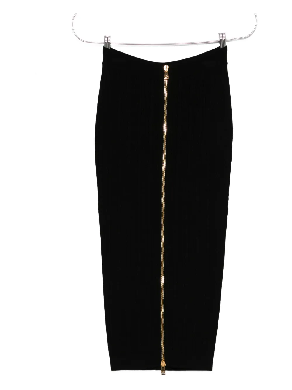 Balmain Cable-knit Button-front Midi Fitted Skirt