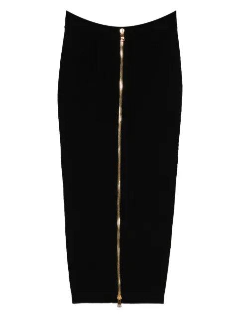 Balmain cable-knit button-front midi fitted skirt