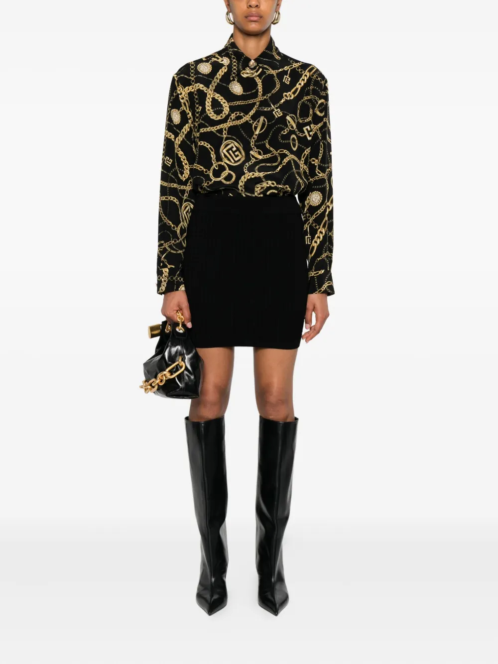 Balmain Ribgebreide rok Zwart
