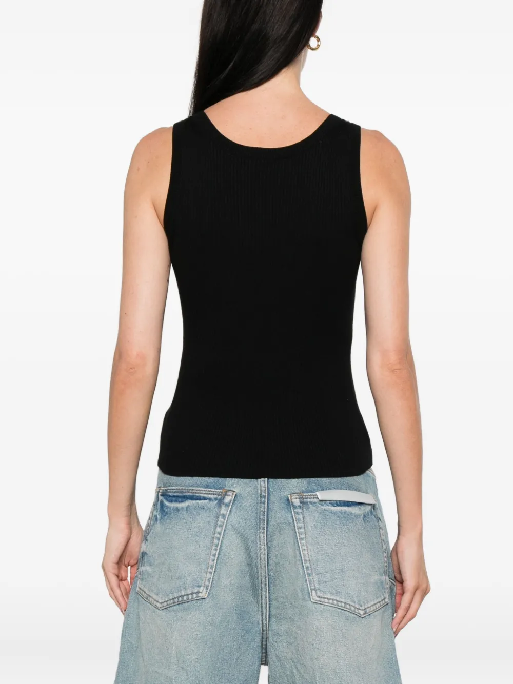 Kenzo 'Boke Flower 2.0' embroidered ribbed top Zwart