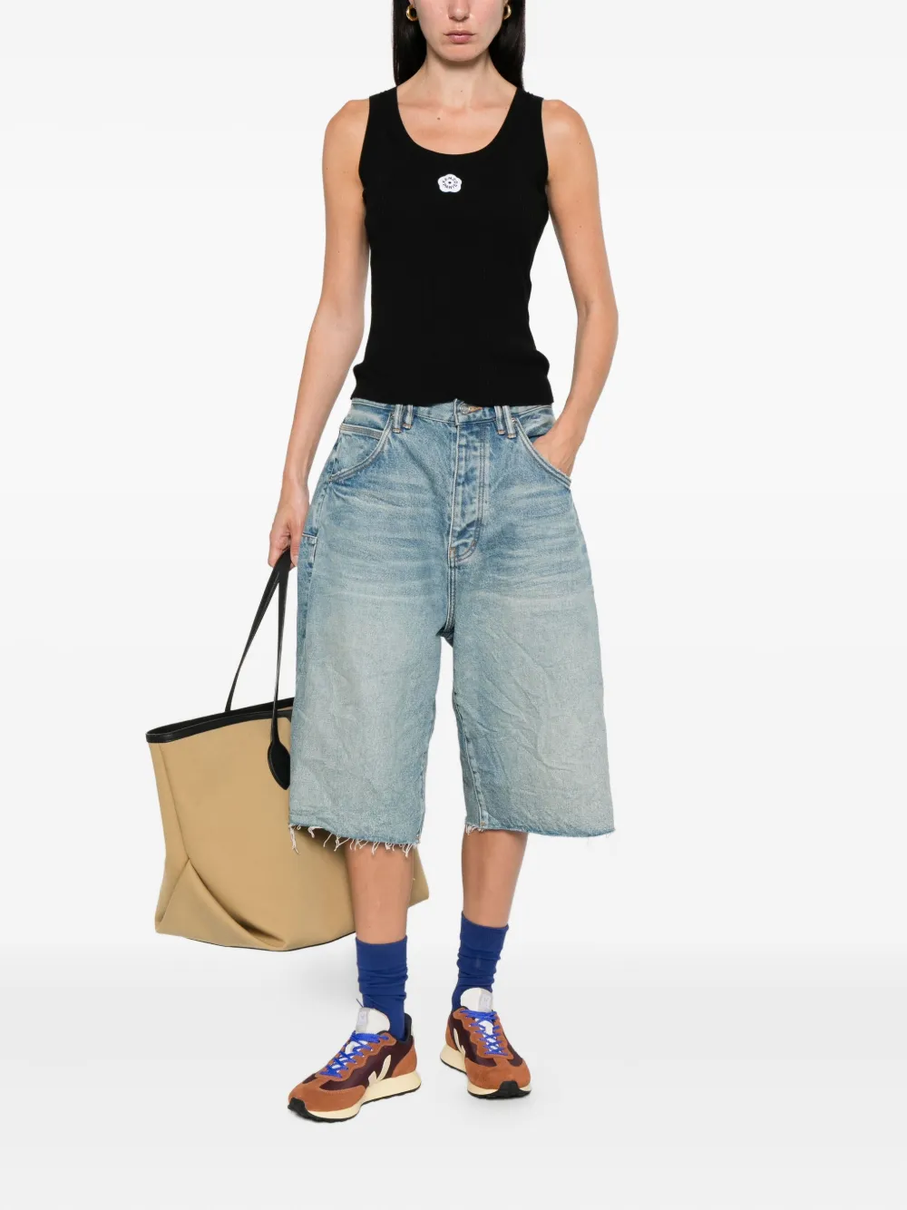 Kenzo 'Boke Flower 2.0' embroidered ribbed top Zwart