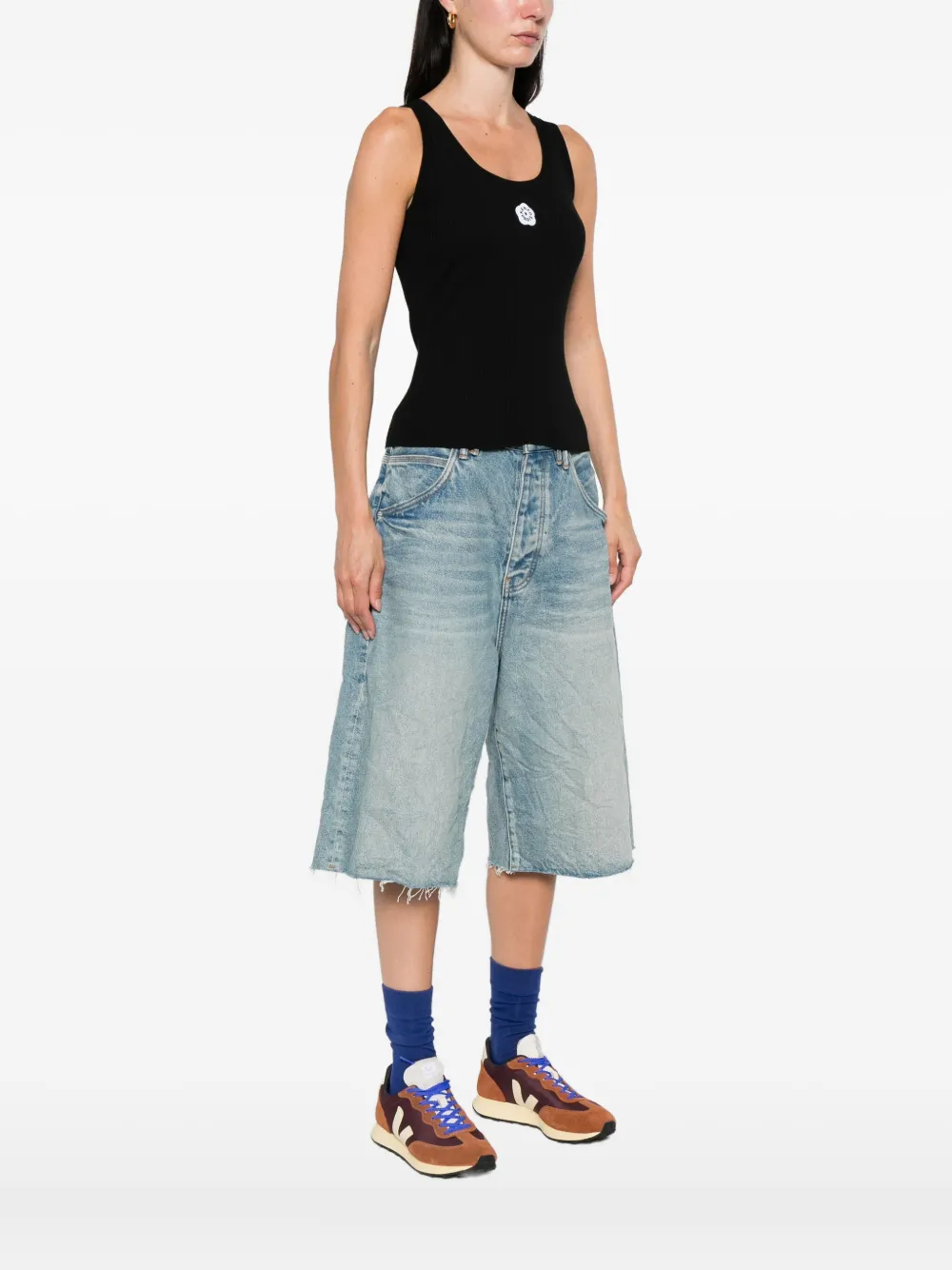 Kenzo 'Boke Flower 2.0' embroidered ribbed top Zwart