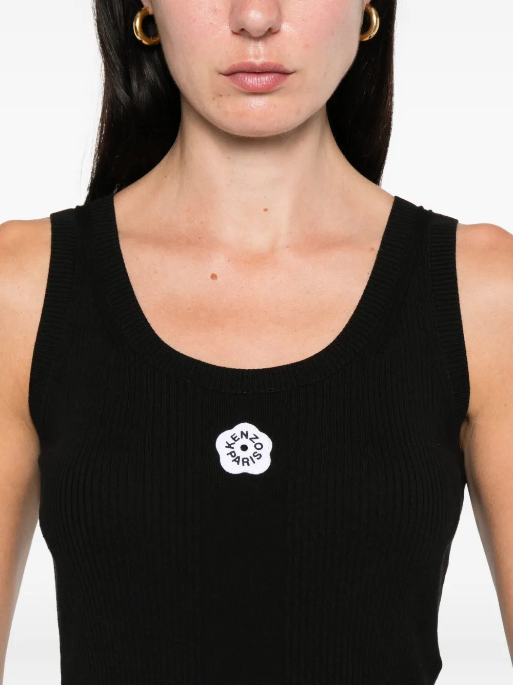 Kenzo 'Boke Flower 2.0' embroidered ribbed top Zwart