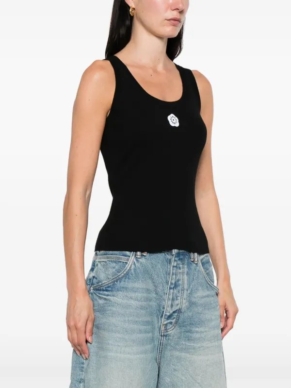 Kenzo 'Boke Flower 2.0' Embroidered Ribbed Top | Black | FARFETCH IN