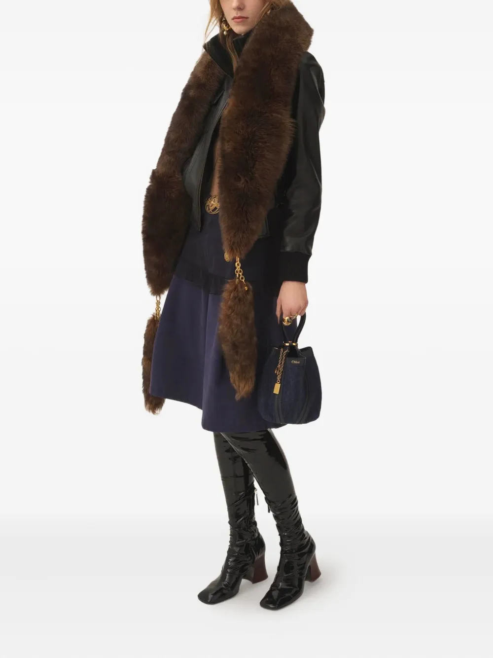 Chloé Kleine Spin denim shopper Blauw