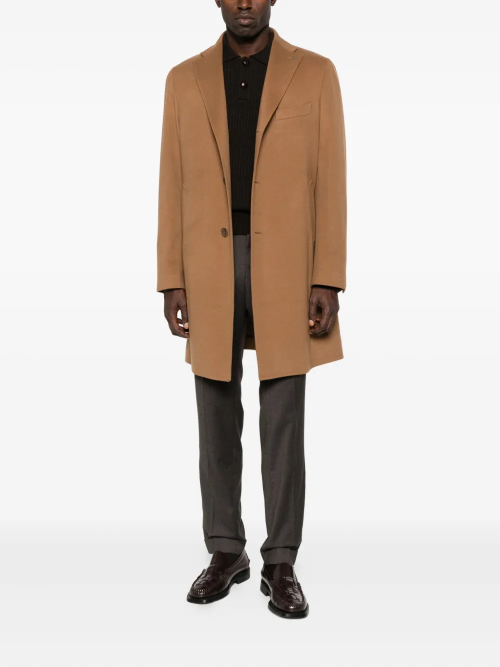 Tagliatore Single-breasted Coat In Brown