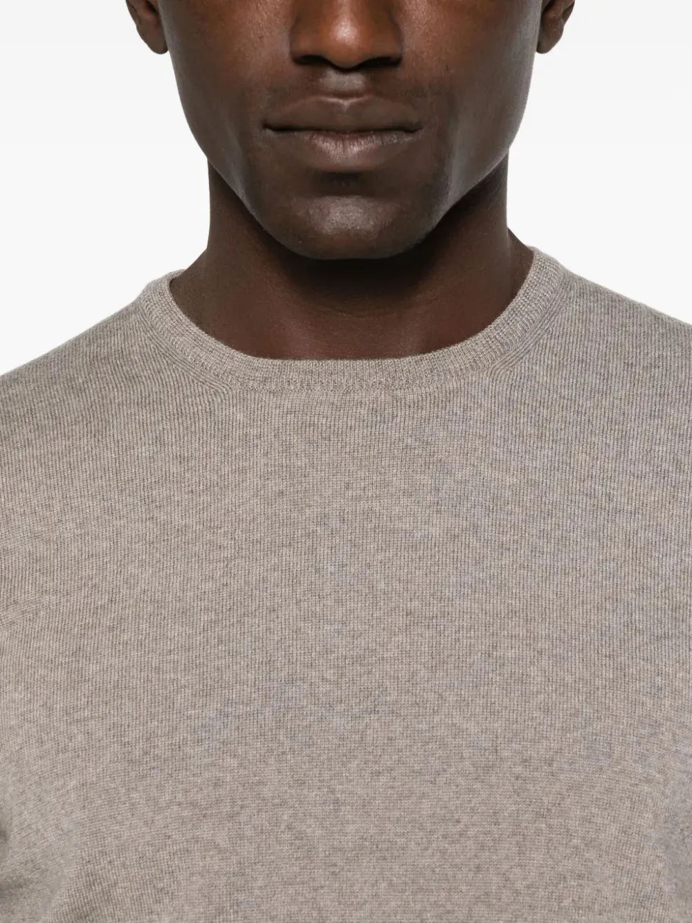 Tagliatore Ribbed Hem Long Sleeve Crew Neck Sweater In Gray