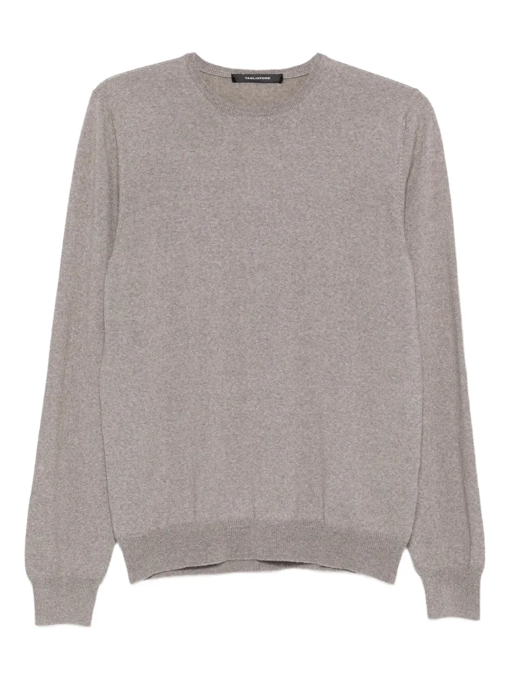 Tagliatore Ribbed Hem Long Sleeve Crew Neck Sweater In Gray