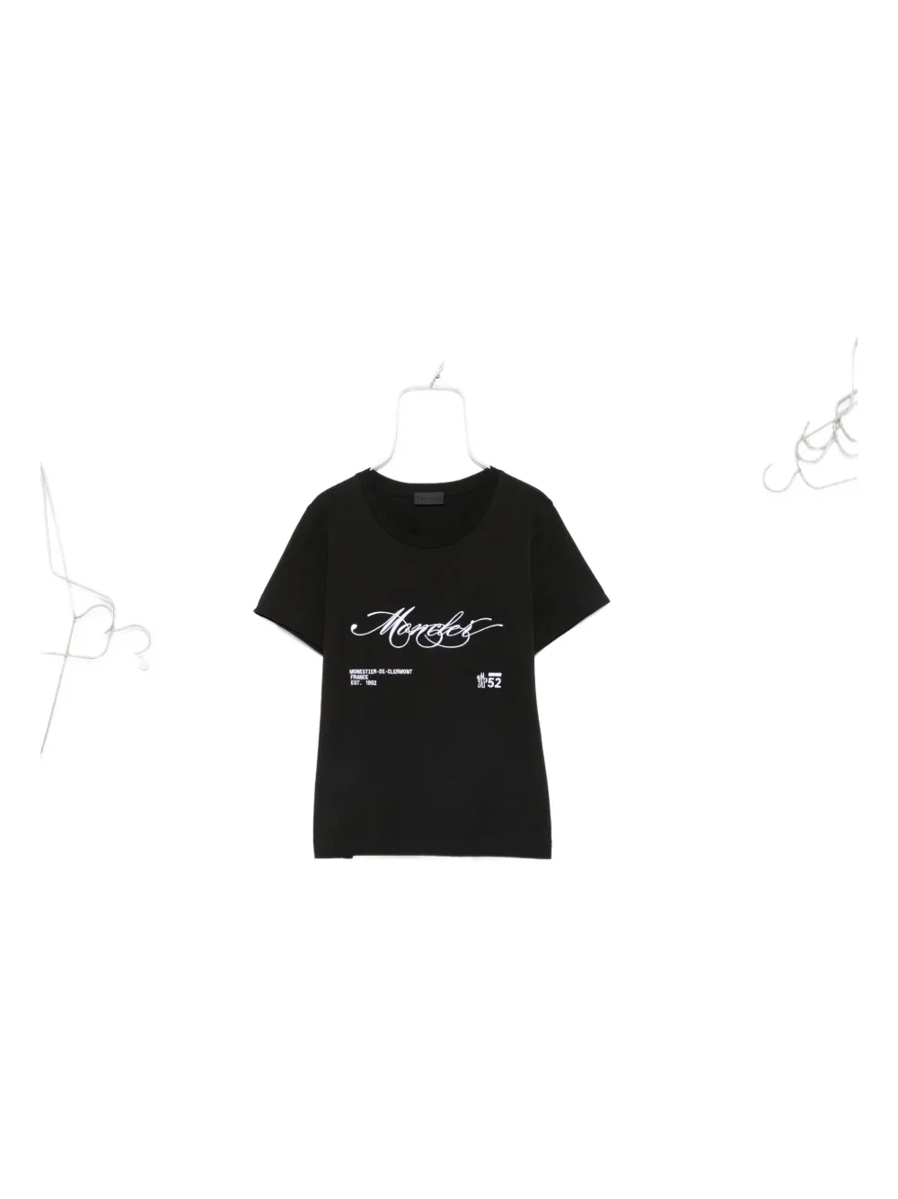 Moncler Cotton T-shirt With Embroidered Cursive Logo In Black