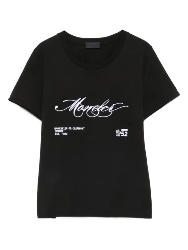 Moncler Embroidered-logo Cotton T-shirt in Black