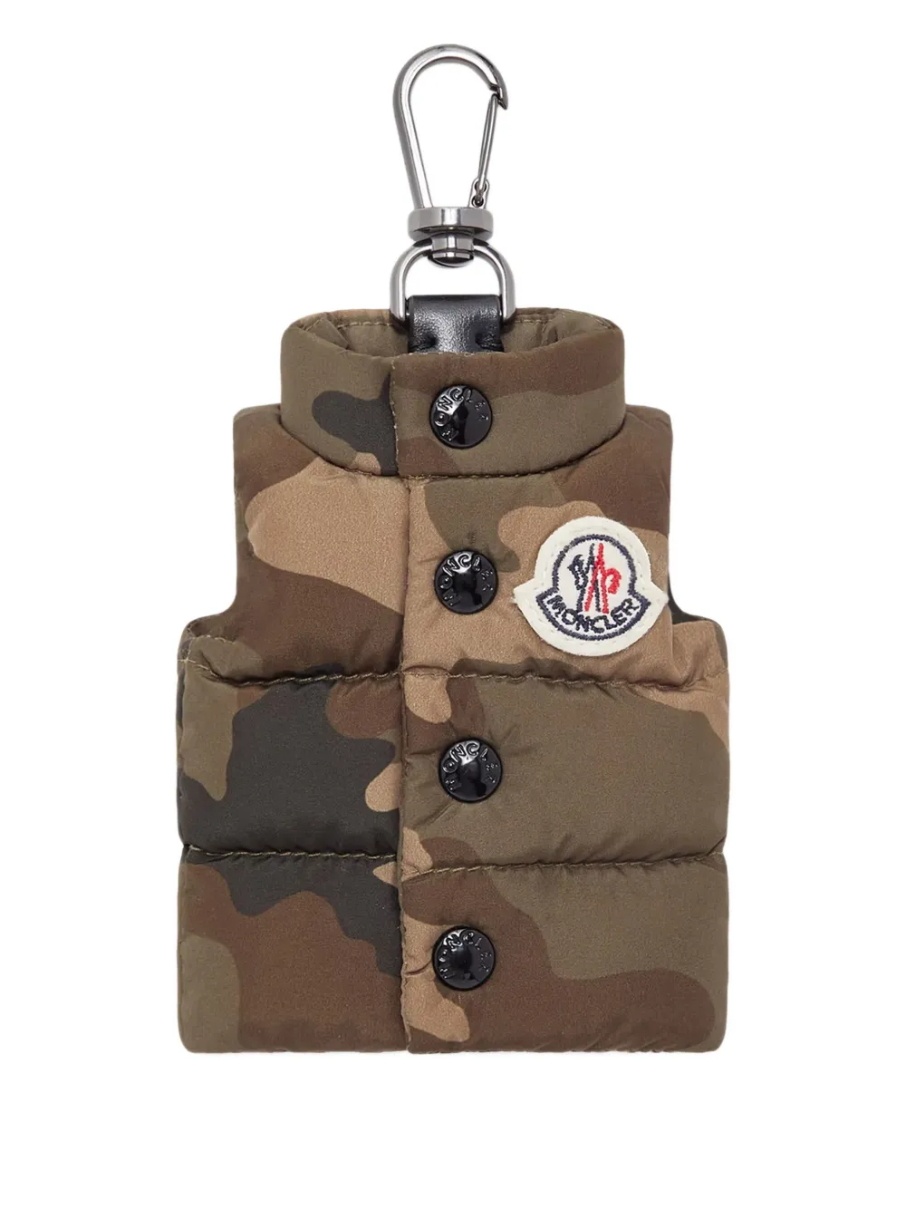Moncler Camouflage Puffer Vest Keychain In Green