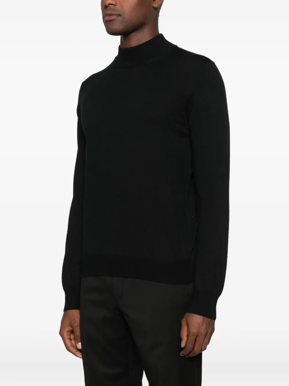 Tagliatore Turtleneck Sweater With Ribbed Collar And Cuffs In Black