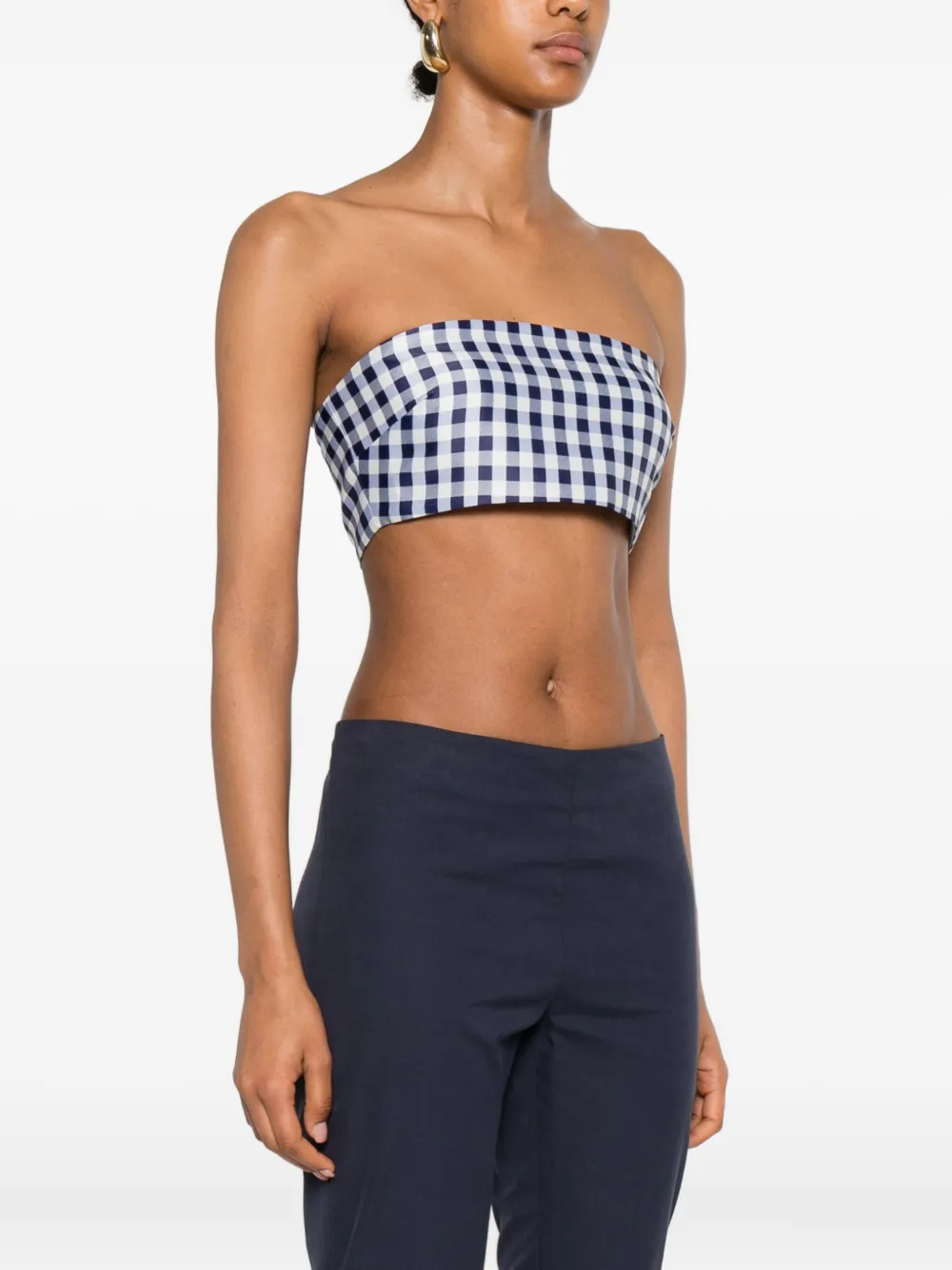 Self-Portrait Top met gingham ruit Blauw