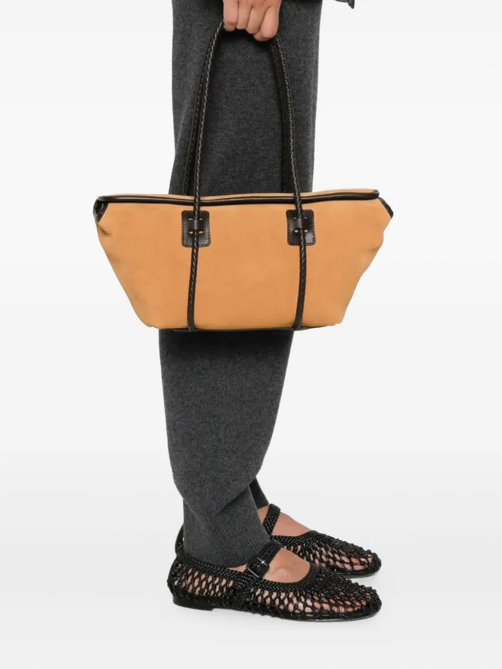 Hereu Forna braided handle shoulder bag - Bruin