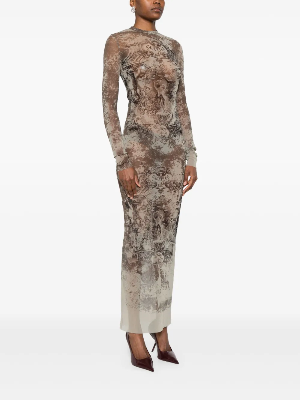 JEAN PAUL GAULTIER GRAPHIC-PRINT MAXI DRESS 