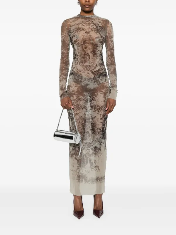 Jean Paul Gaultier graphic-print Maxi Dress | Neutrals