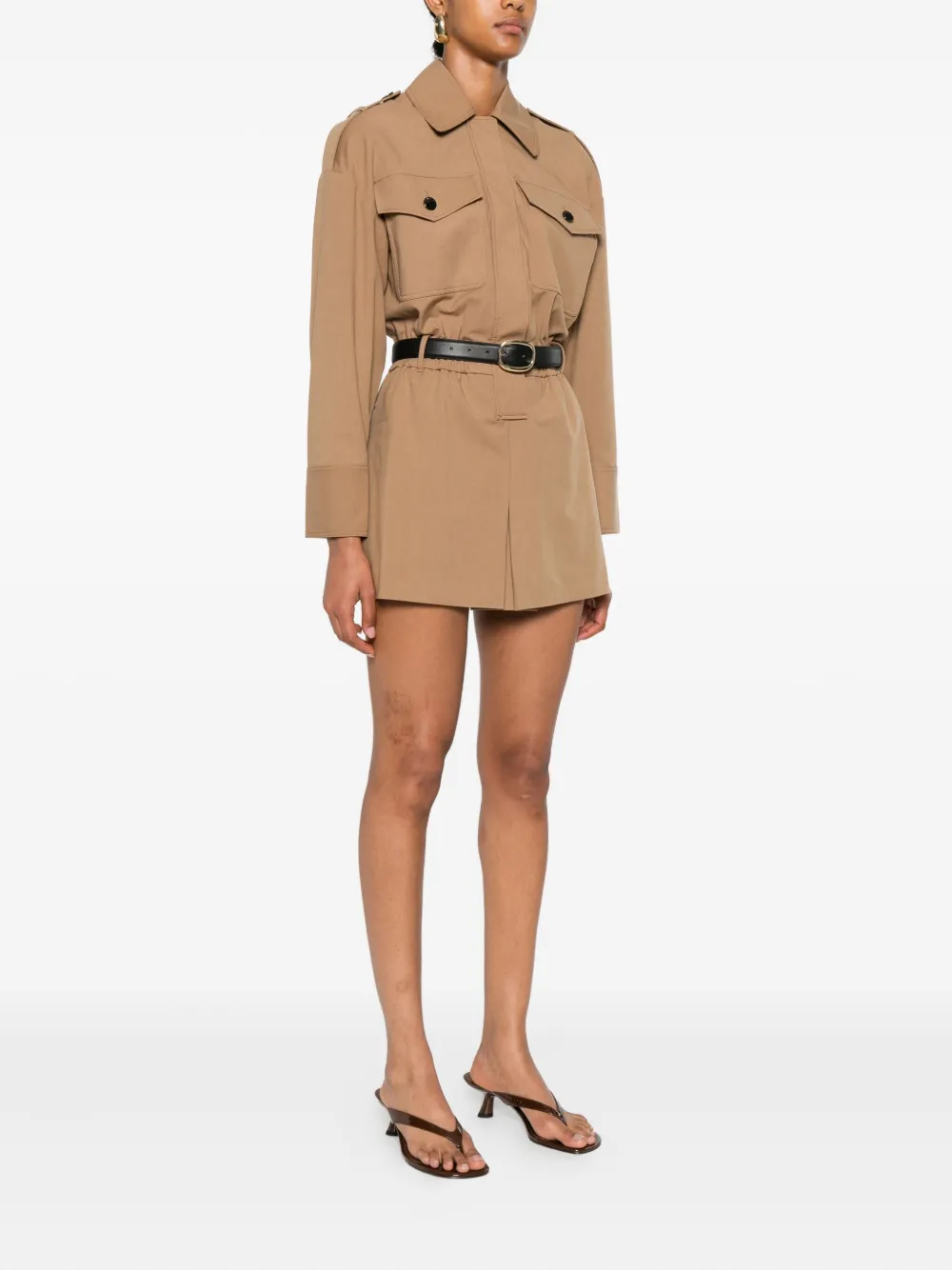 Self-Portrait Playsuit met ceintuur Beige
