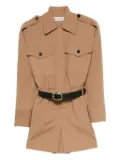 Self-Portrait belted pocketed playsuit - Neutrals