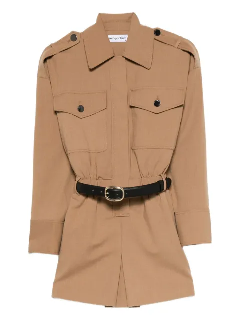 Self-Portrait belted pocketed playsuit