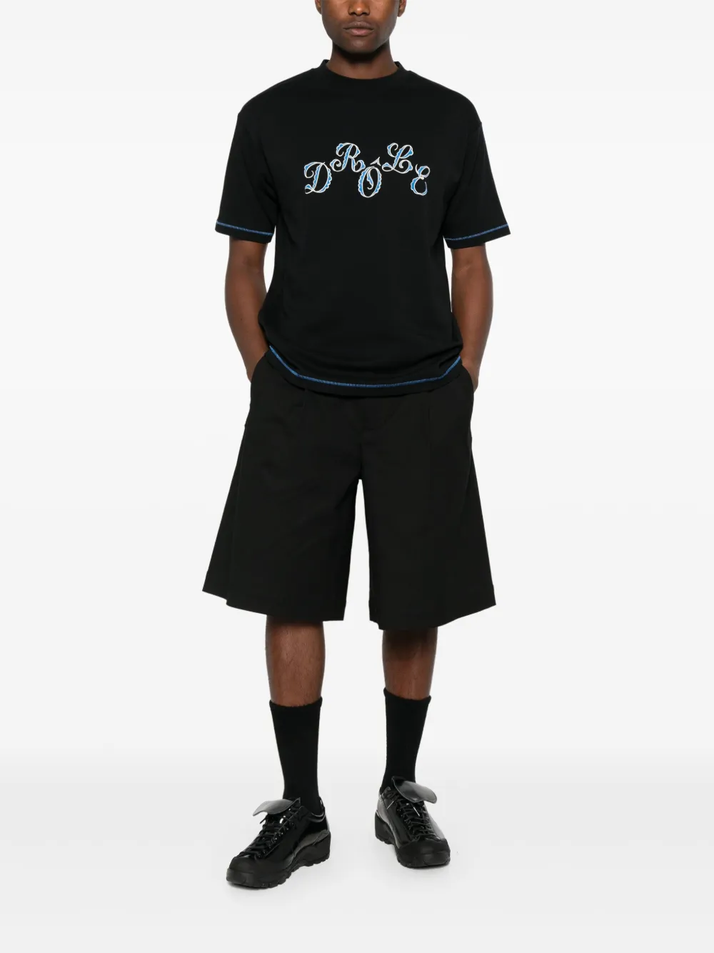 Drôle De Monsieur logo-print T-shirt - Zwart