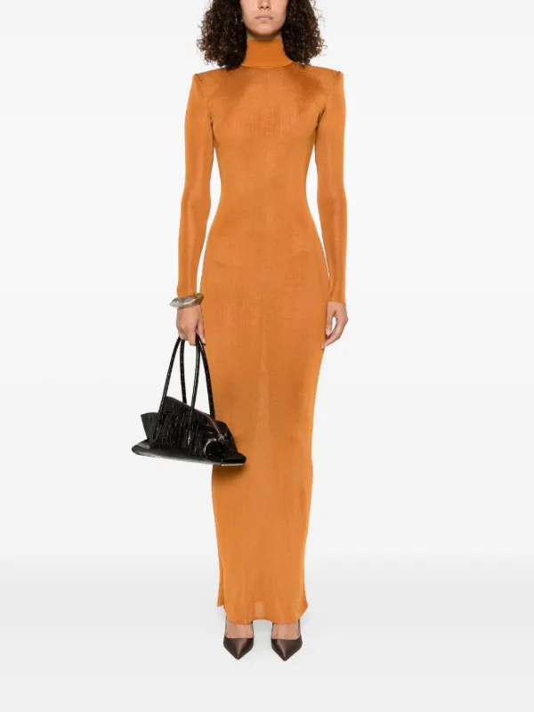 strapless open back dress A-Line Spaghetti Straps Deep V-Neck Long Orange Prom Dresses ARD3187