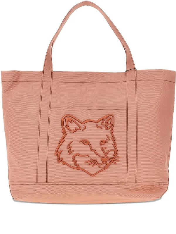 MAISON KITSUNE● Unisex Fox Head Large Tote Porcelaine Pink FOX HEAD LARGE TOTE | Maison Kitsuné