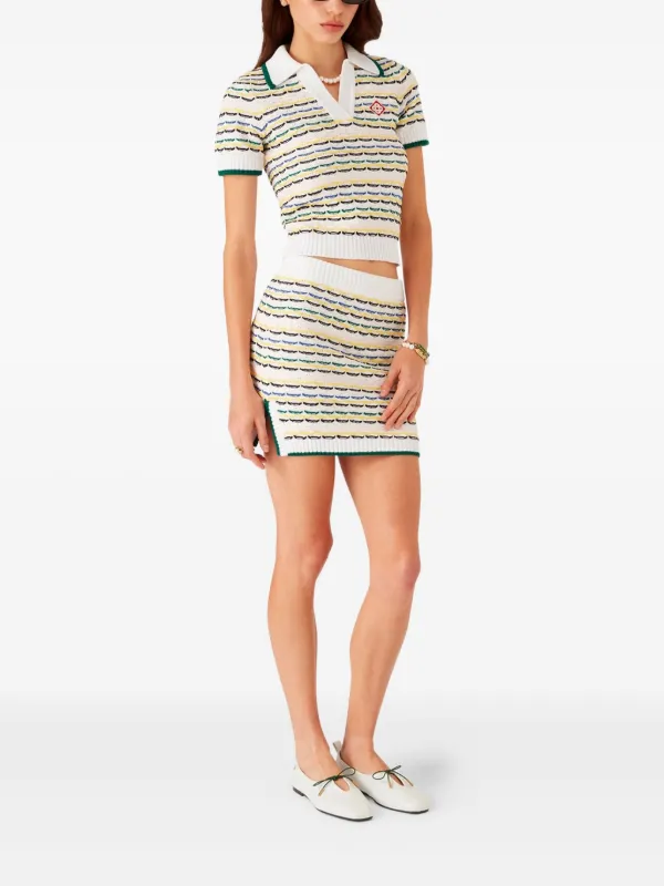 Casablanca Striped Knit Skirt | White | FARFETCH