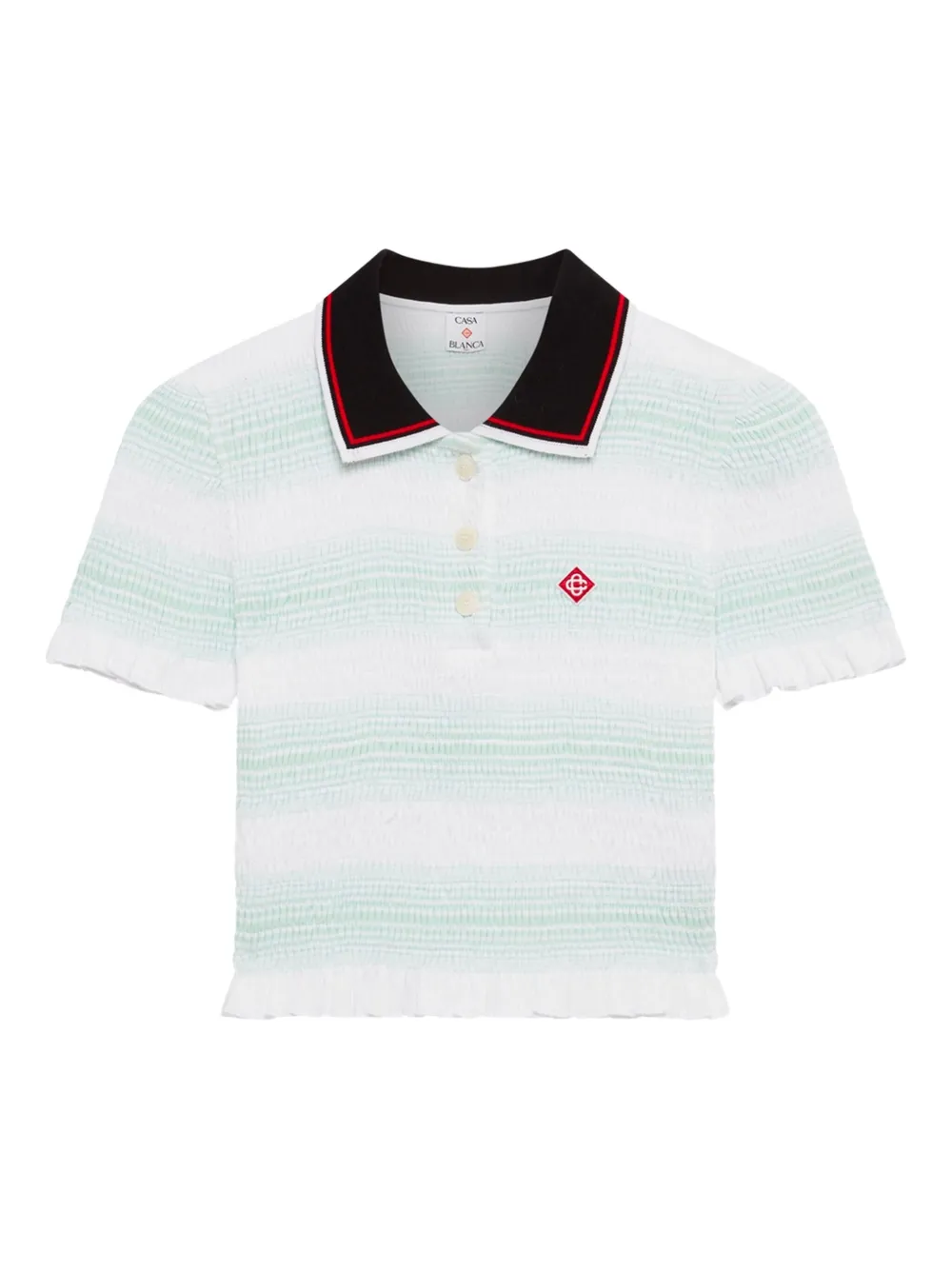 Casablanca striped smocked-detail top Wit