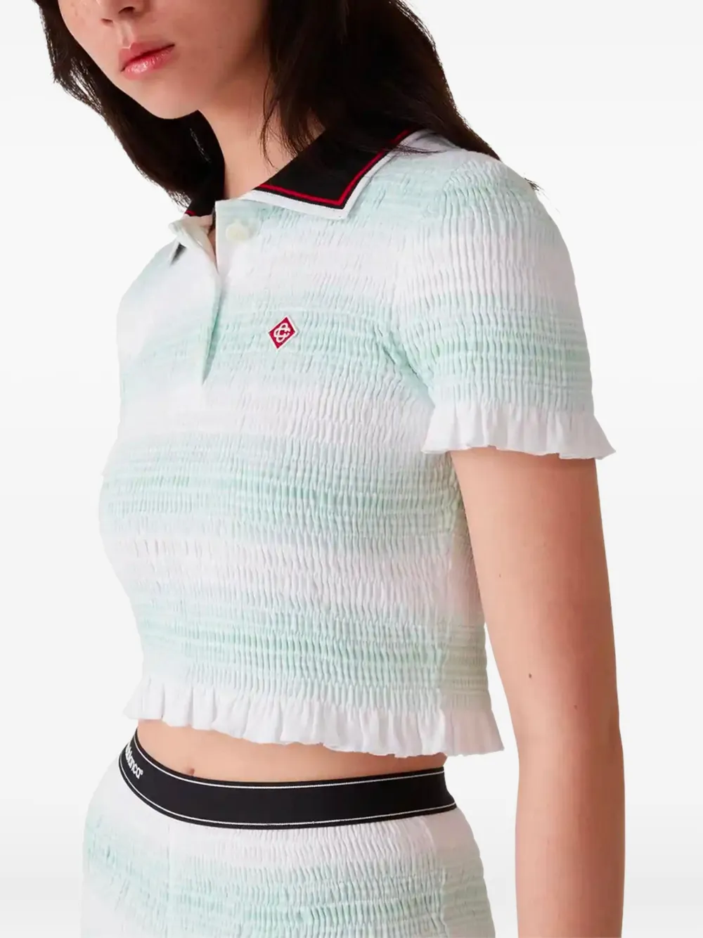 Casablanca striped smocked-detail top Wit