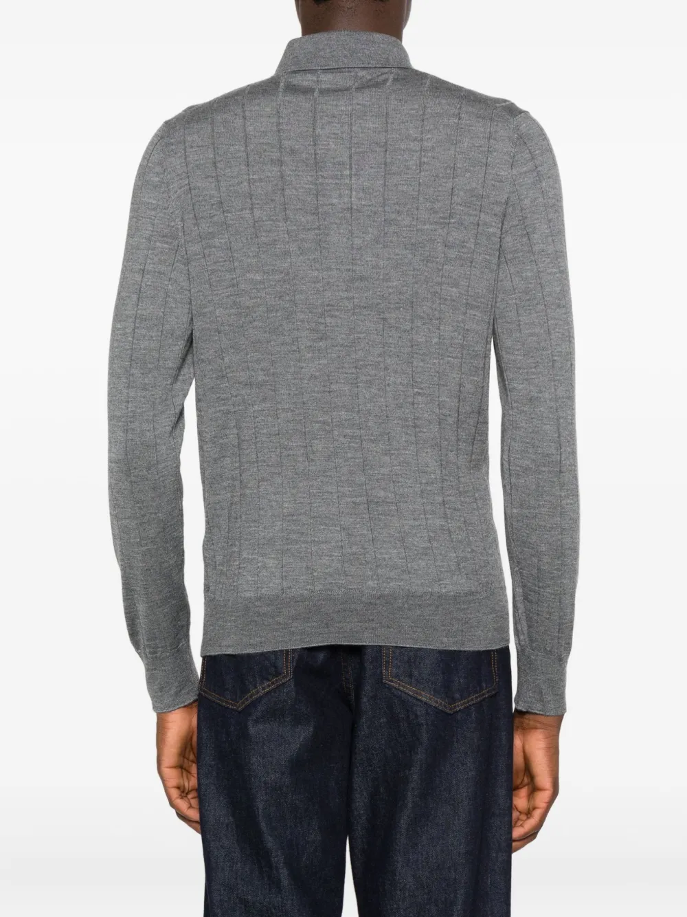 Tagliatore Geribbeld poloshirt 352 Grigio