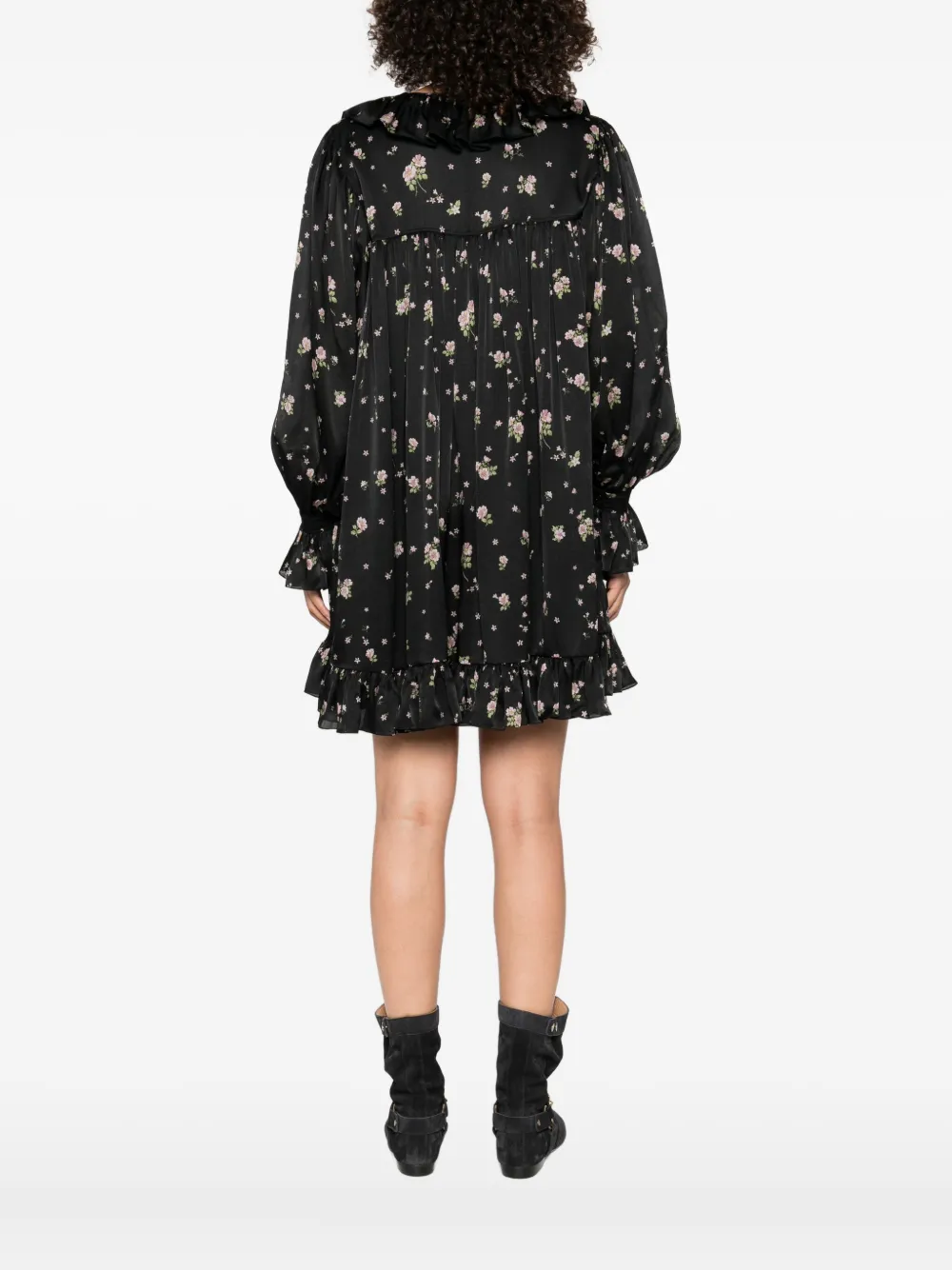 Chloé floral ruffled mini dress Zwart