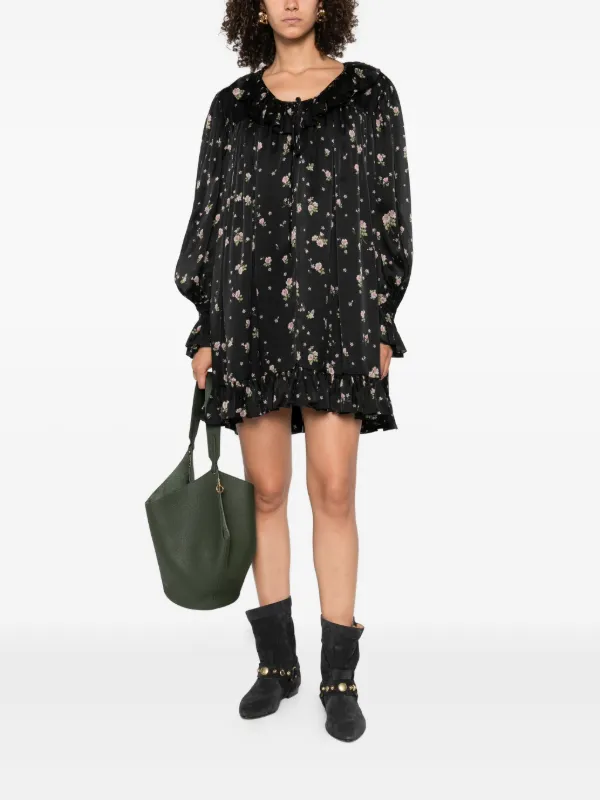 Chloé フローラル ミニドレス | ブラック | FARFETCH JP