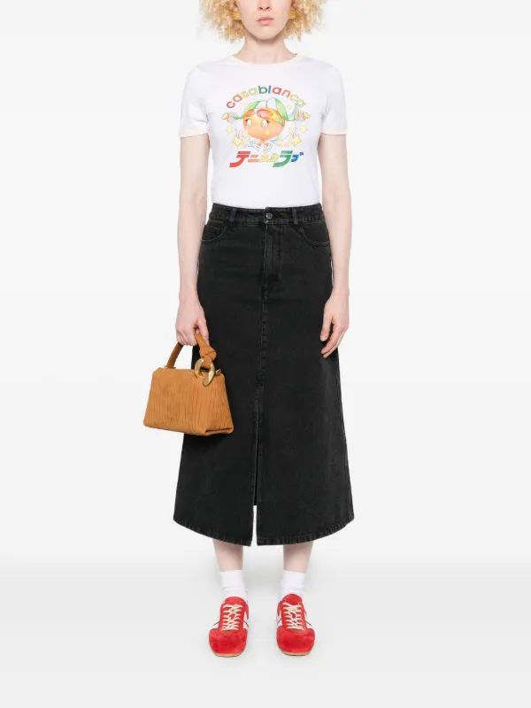 A.P.C. スリットフロント デニムミディスカート | ブラック | FARFETCH JP