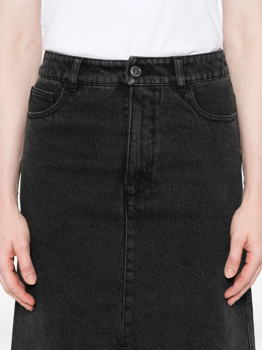 Apc Split-front Denim Midi Skirt In Black