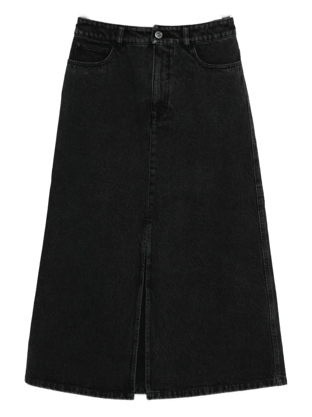 Apc Split-front Denim Midi Skirt In Black