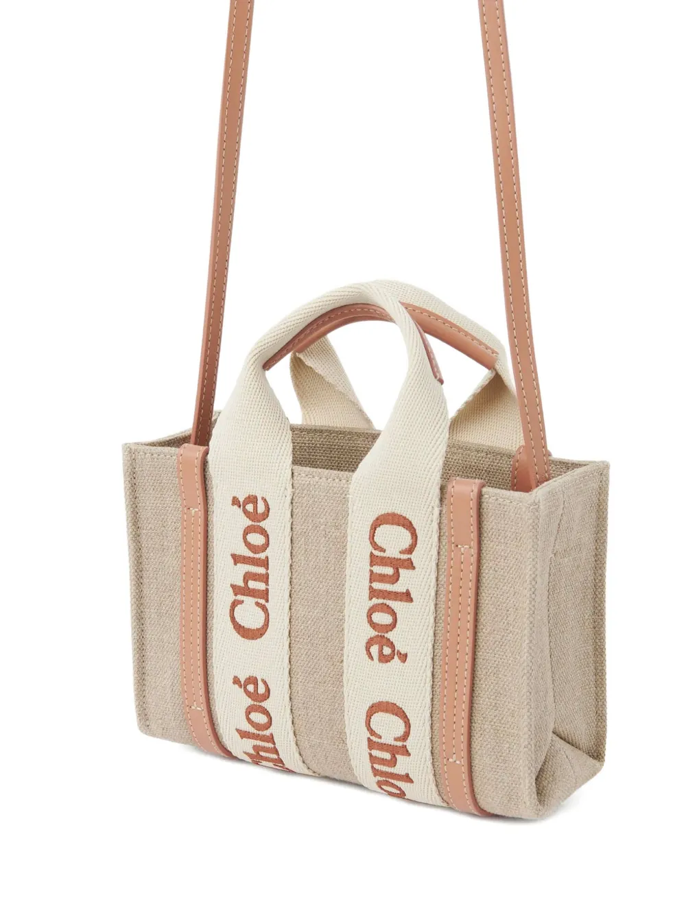 Chloé Woody kleine shopper Beige