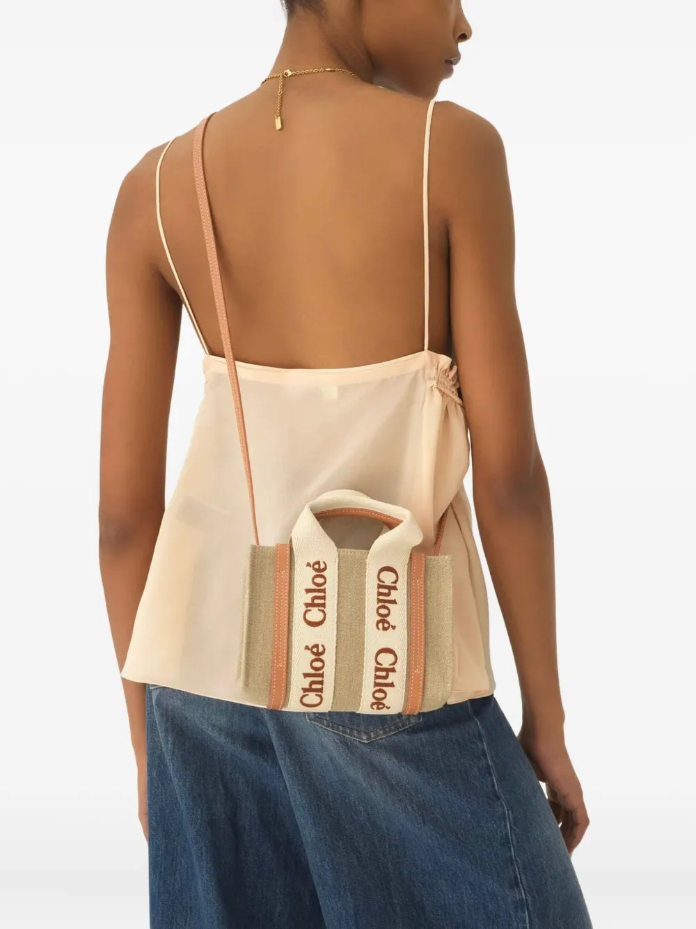 Chloé Woody kleine shopper Beige