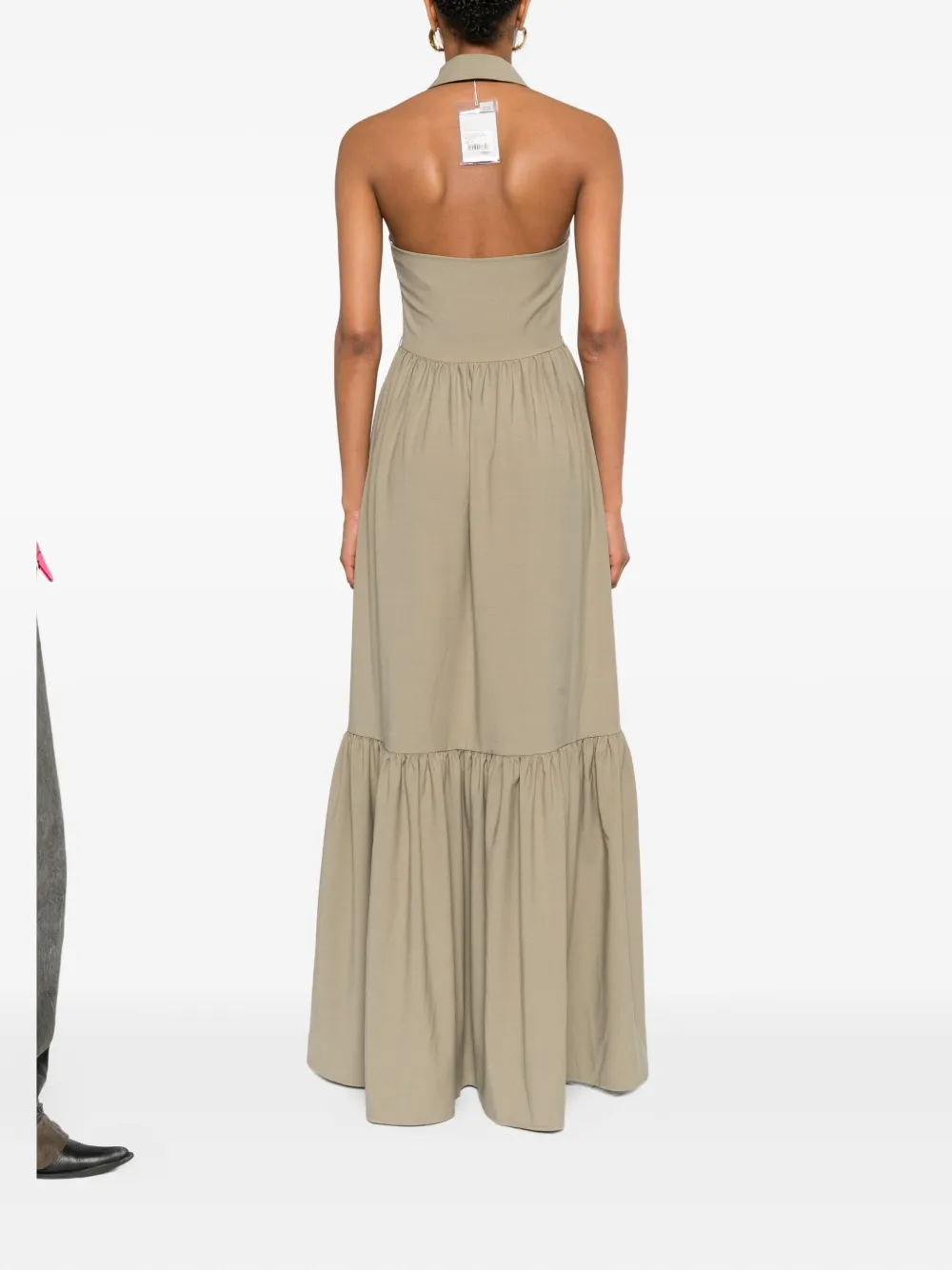 Self-Portrait belted halterneck dress Beige