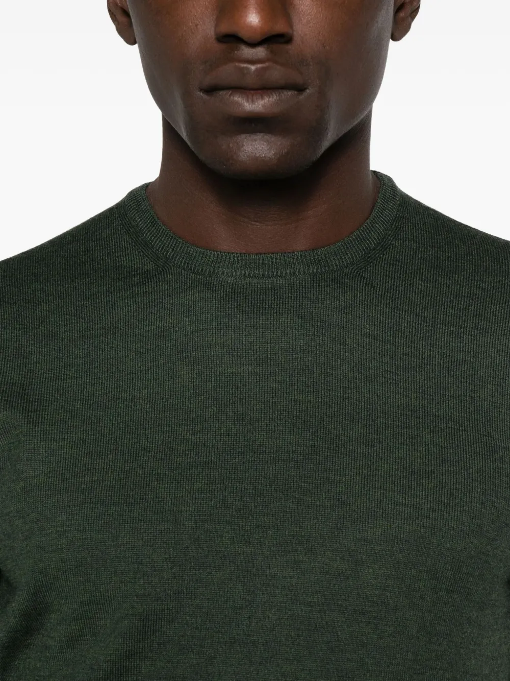 Tagliatore Fine Knit Long Sleeve Crew Neck Sweater In Green