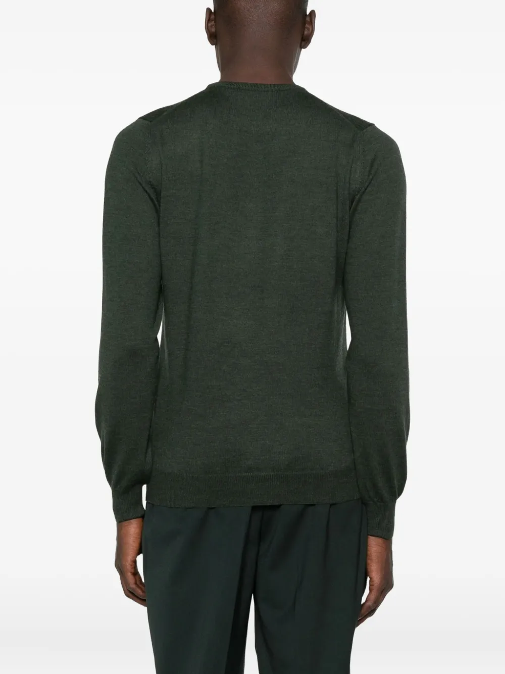 Tagliatore Fine Knit Long Sleeve Crew Neck Sweater In Green