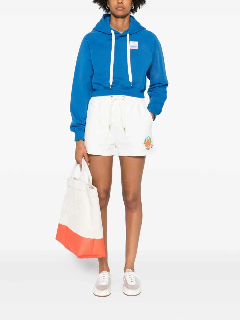 Casablanca Mascot Patch Fleece Shorts And Pockets In White