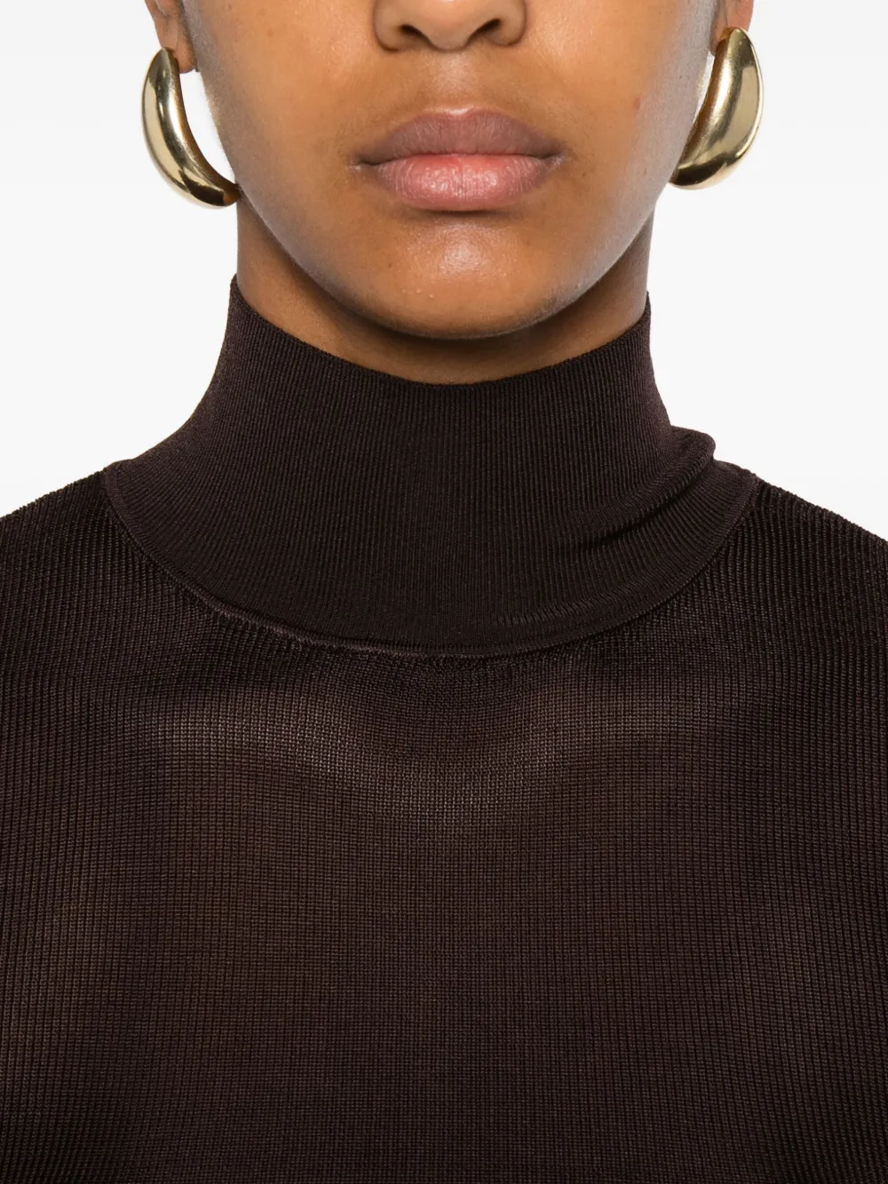 Self-Portrait Top met hoge hals Bruin