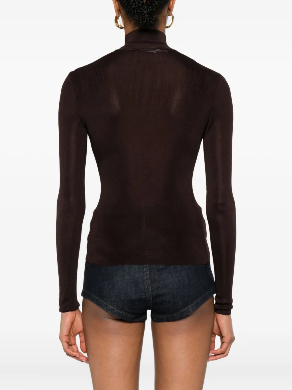 Self-Portrait Top met hoge hals Bruin