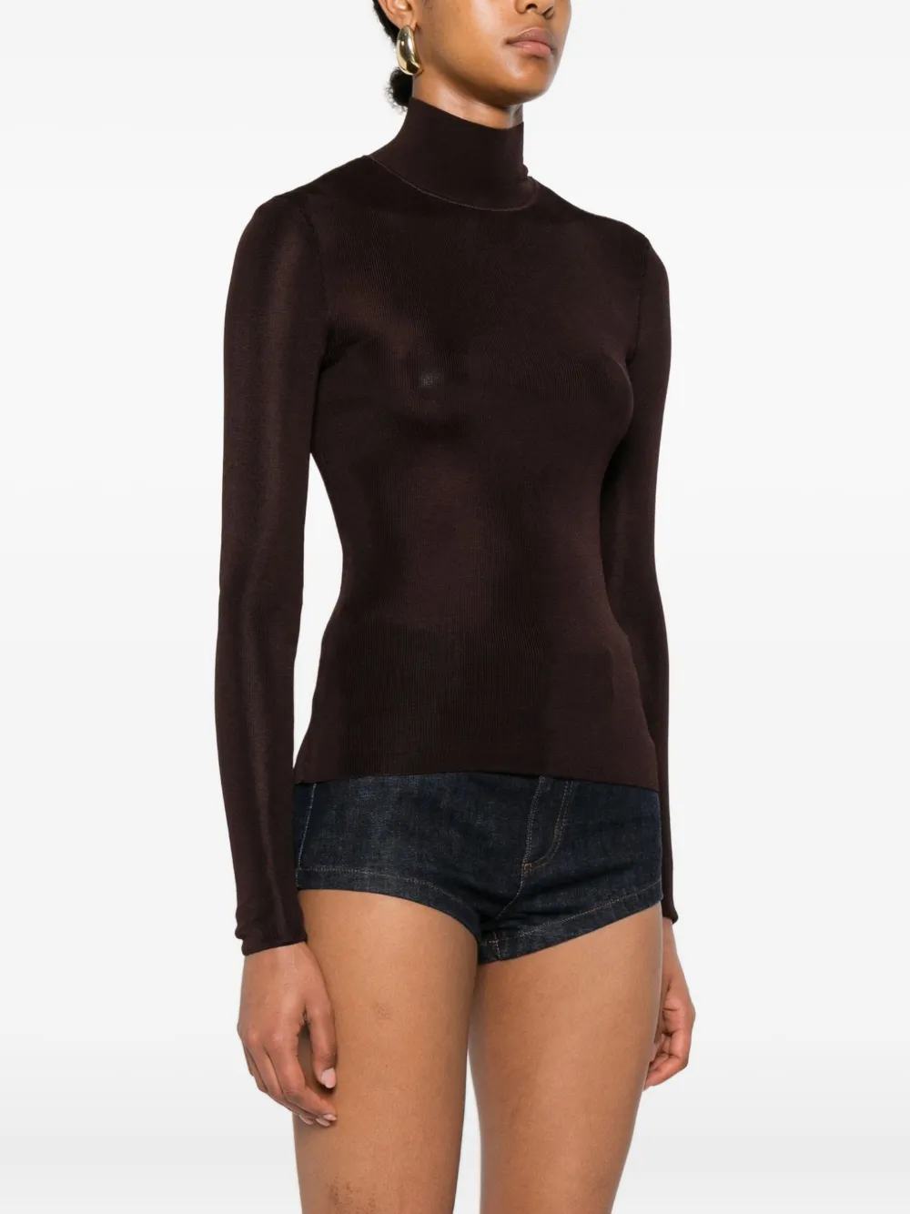 Self-Portrait Top met hoge hals Bruin