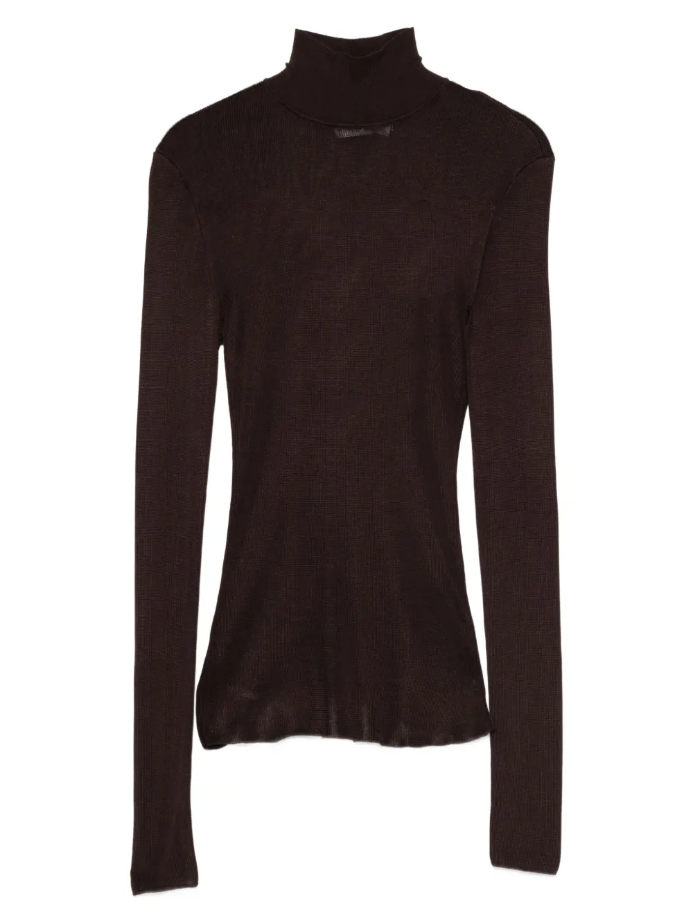 Self-Portrait high-neck ribbed top | Brown | Image 1
