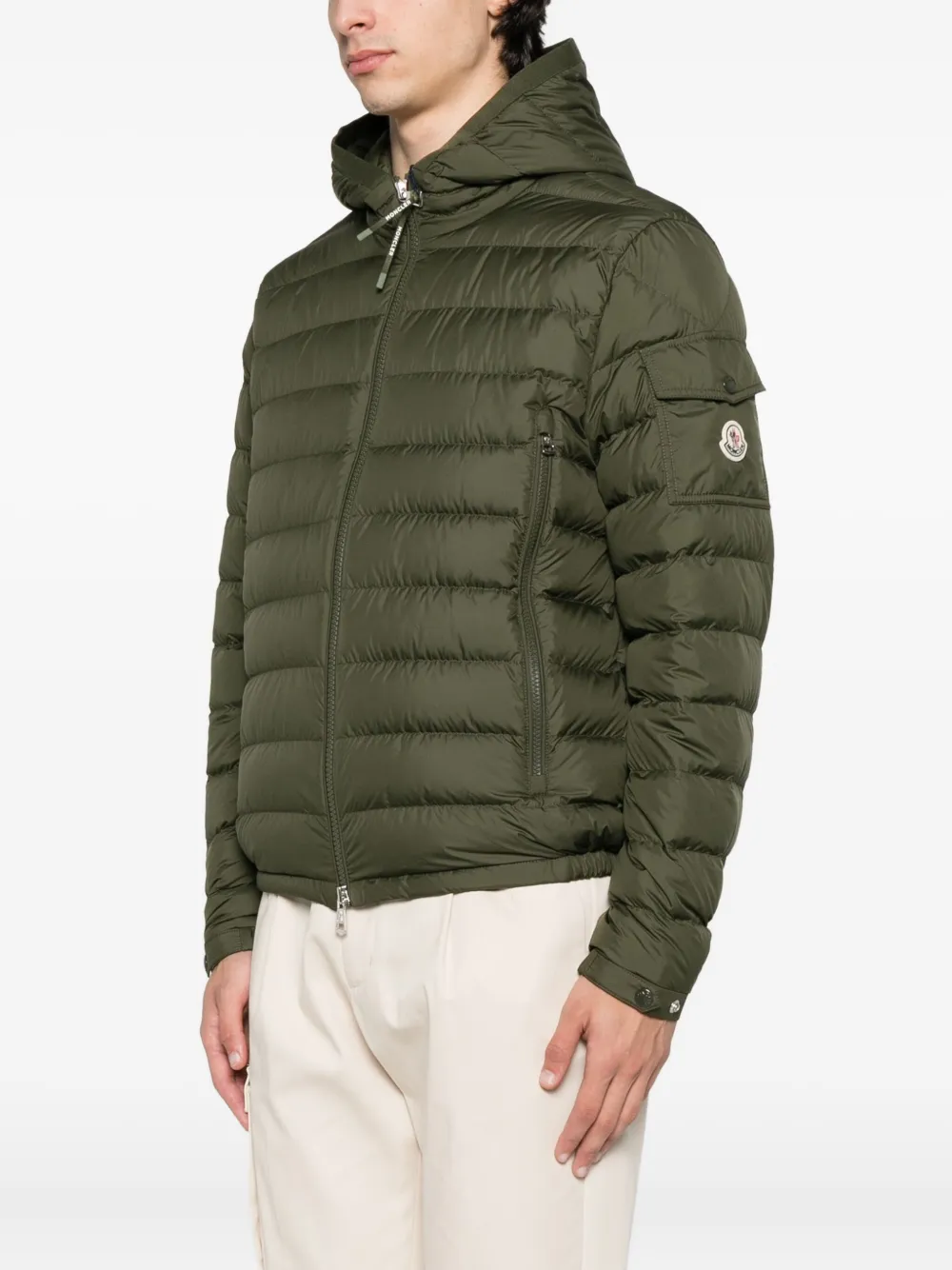 Moncler Galion gewatteerd jack met capuchon Groen