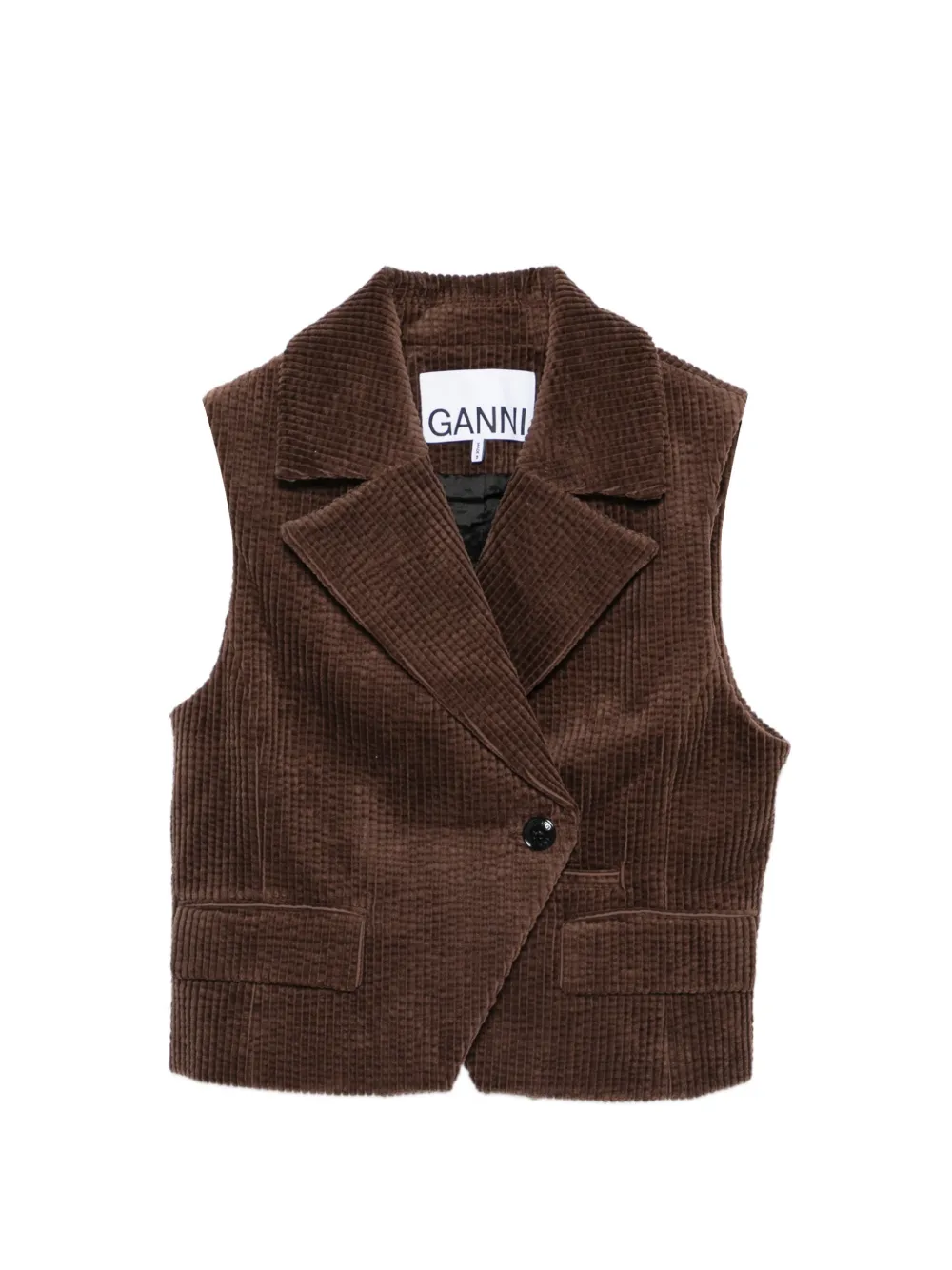 GANNI corduroy button waistcoat - Marrone